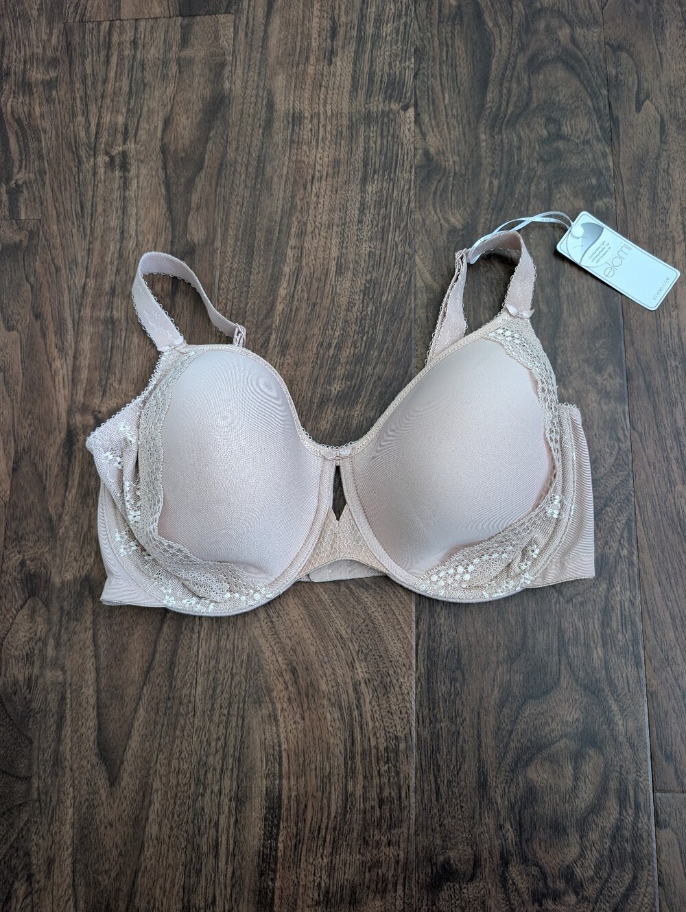 Elomi 36H Charley Soft Nude Lace-Trim T-Shirt Bra Wired Full Figured Wide Band